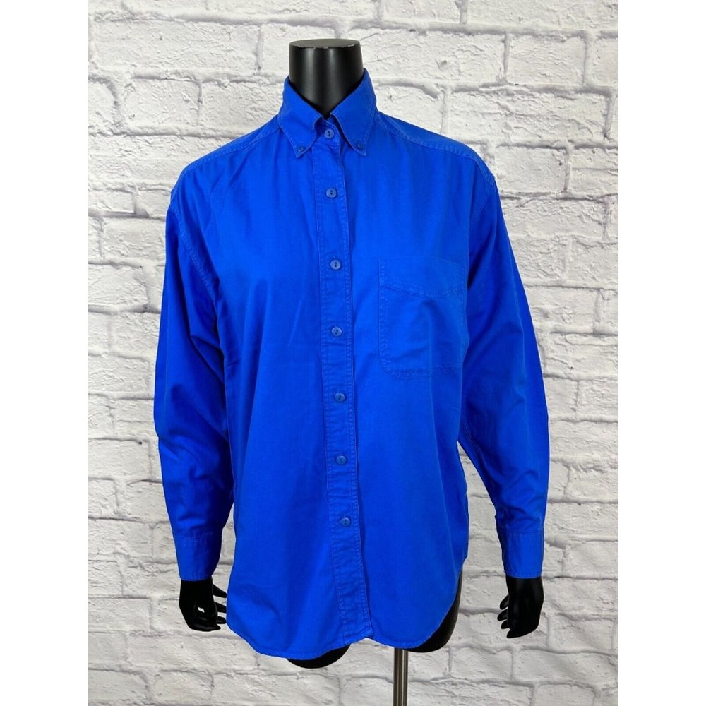 Sudden Impact Button Up Collared Cotton Long Sleeve Women's Size Medium Vtg 80's